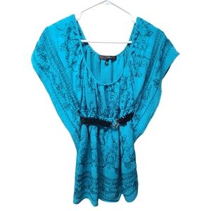 Heartsoul womens embroidered top with sequence belt XS